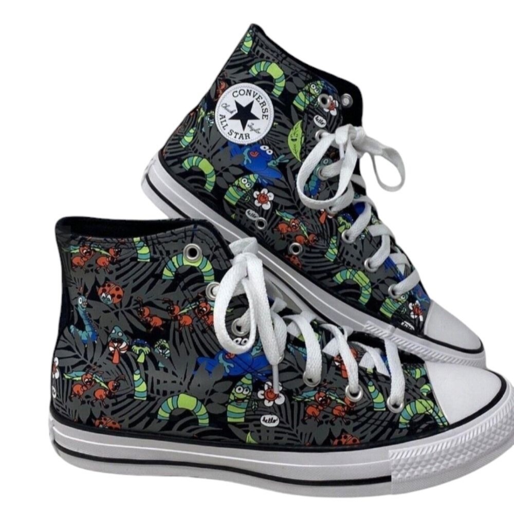 Converse Plants Unisex Kids High Top Lace Up Canvas Sneakers Sz 13